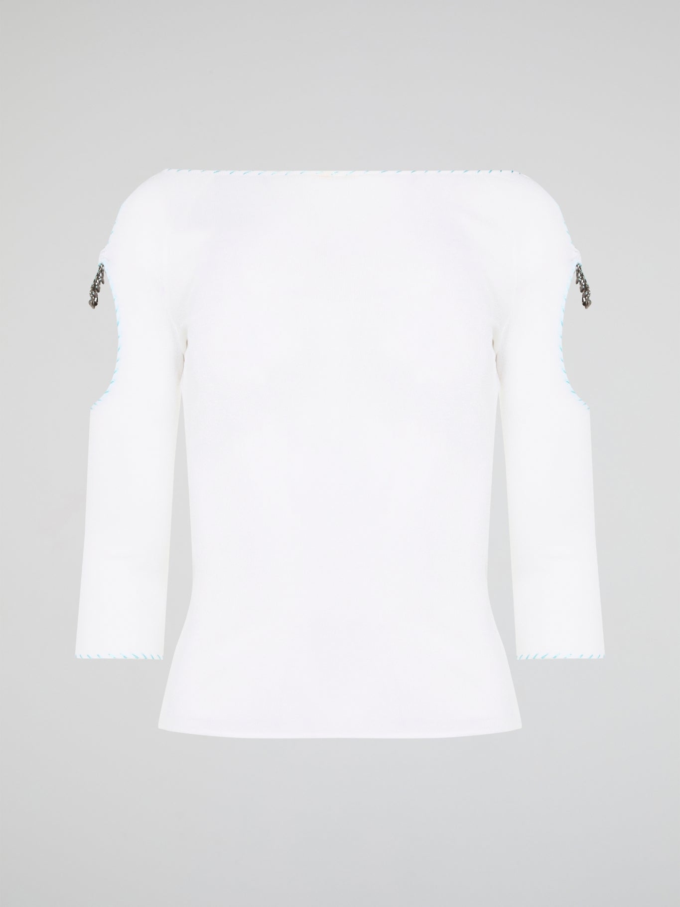 Elevate your everyday wardrobe with this stunning White Cut Out Top from Roberto Cavalli. Crafted from luxurious, high-quality materials, this top features intricate cut out detailing that adds a touch of edge and sophistication to any outfit. Perfect for day or night, this versatile piece is a must-have addition to your fashion collection.
