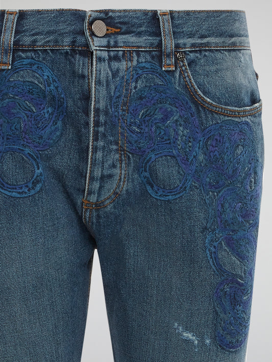 Step out in style and make a statement with these beautifully crafted Embroidered Skinny Jeans by Roberto Cavalli. The intricate embroidery detail adds a touch of elegance to these must-have denim. Elevate your denim game and turn heads wherever you go in these fabulous designer jeans.