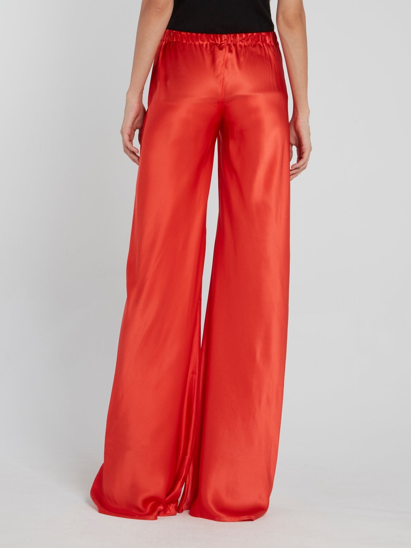 Красные длинные брюки из сатина