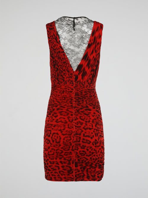 Red Leopard Print Ruched Dress – Maison-B-More Global Store