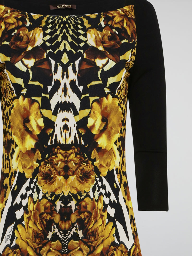 Elevate your wardrobe with this stunning Printed Long Sleeve Dress by Roberto Cavalli. The vibrant print and luxurious fabric make it a perfect choice for any special occasion or night out. Stand out in style and turn heads wherever you go in this show-stopping piece.