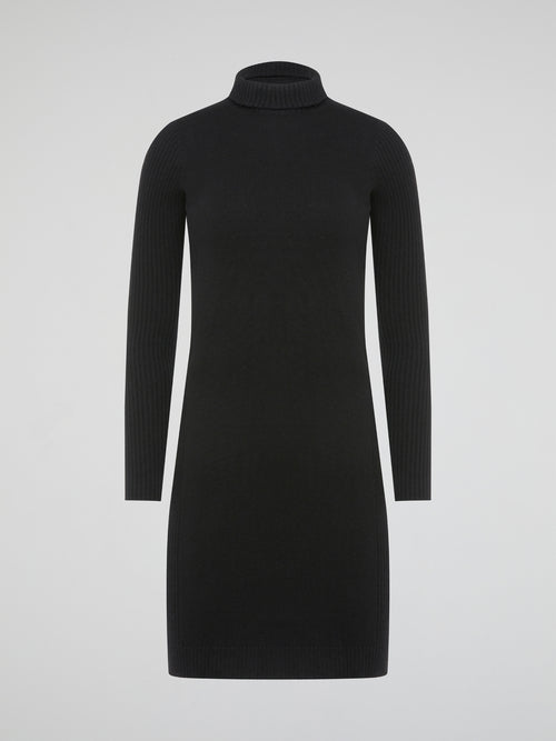 Black Faux Fur Sweater Dress Maison-B-More Global Store Black Faux Fur Sweater Dress Maison-B-More Global Store