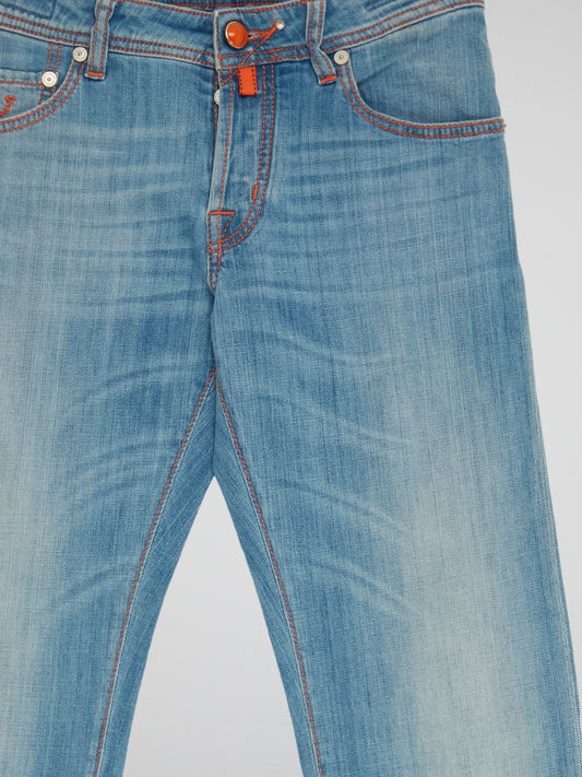 Elevate your denim game with these Blue Stone Washed Jeans by Jacob Cohen. Crafted from premium quality denim, these jeans have been meticulously washed to perfection, giving them a unique and stylish look. With a flattering slim fit and hand-finished detailing, these jeans are a must-have for those who appreciate luxury and attention to detail in their wardrobe.
