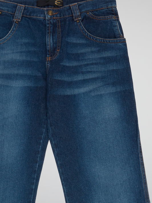 Feel effortlessly cool and stylish in these Just Cavalli navy stone washed denim jeans, perfect for any casual or dressy occasion. The unique stone washed finish gives them a lived-in look, while the navy hue adds a touch of sophistication. Embrace your inner fashionista with these must-have jeans that are sure to make a statement wherever you go.