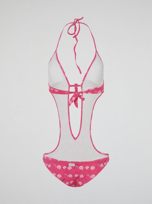 Make a splash with this Pink Heart Print One-Piece Swimsuit by Philipp Plein, a stunning combination of style and femininity. The bold heart print design is sure to turn heads wherever you go, while the high-quality fabric and elegant cut ensure a comfortable and flattering fit. Whether you're lounging by the pool or soaking up the sun on the beach, this swimsuit will make you feel confident and fabulous.