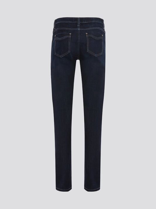 Elevate your denim game with these Navy Contrast Stitch Skinny Jeans by Roberto Cavalli. The attention to detail in the contrasting stitching adds a modern twist to a classic design, perfect for those who appreciate a touch of luxury in their everyday wardrobe. Slip into these jeans and effortlessly channel Cavalli's iconic glam-rock aesthetic.