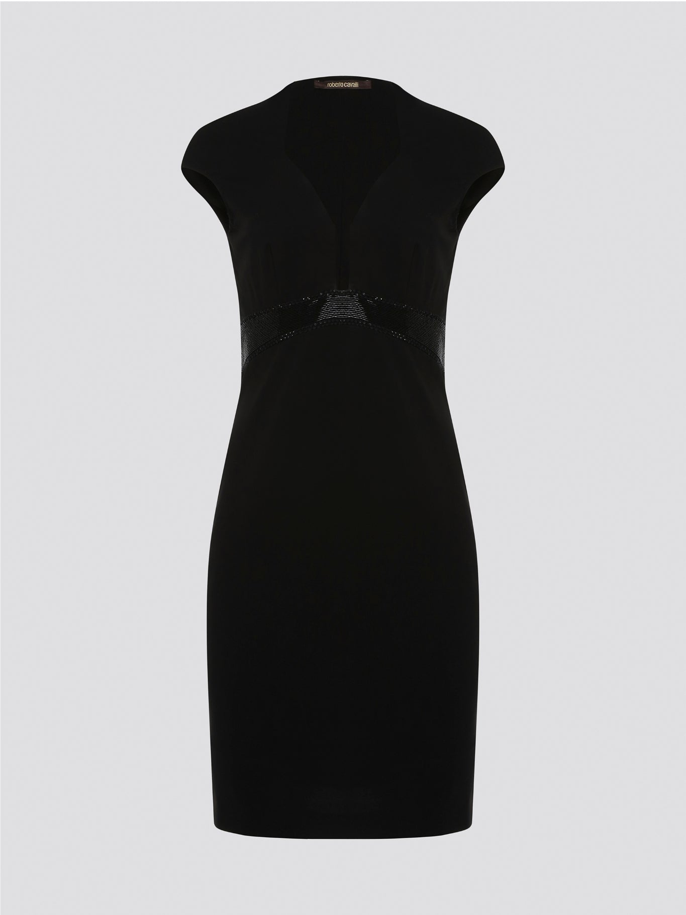 Step into the spotlight and command attention in this stunning Black Embellished Bodycon Dress from Roberto Cavalli. The intricate embellishments and figure-hugging silhouette will have all eyes on you, making you stand out from the crowd at any event. Elevate your wardrobe with this luxurious and unique piece that exudes glamour and confidence.