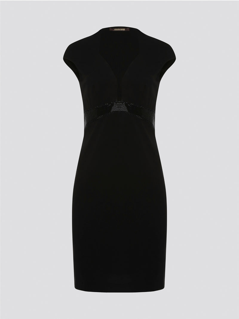 Step into the spotlight and command attention in this stunning Black Embellished Bodycon Dress from Roberto Cavalli. The intricate embellishments and figure-hugging silhouette will have all eyes on you, making you stand out from the crowd at any event. Elevate your wardrobe with this luxurious and unique piece that exudes glamour and confidence.