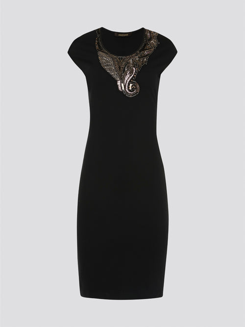 black studded bodycon dress Black Rhinestone Studded Spaghetti Neck Bodycon Dress STEVEN WICK
