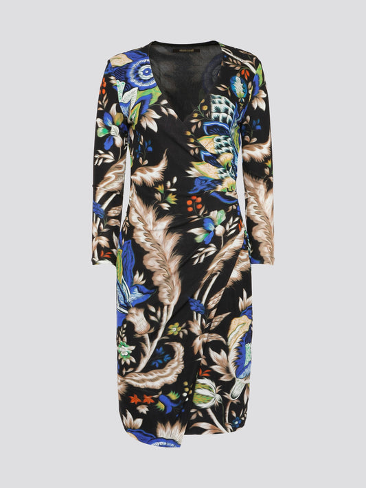 Elevate your summer style with the Foliage Wrap Mini Dress by Roberto Cavalli, a stunning piece that exudes elegance and charm. Featuring a vibrant floral print and a flattering wrap silhouette, this dress is sure to turn heads wherever you go. Perfect for daytime brunches or evening soirées, this dress is a must-have for the fashion-forward woman looking to make a statement.