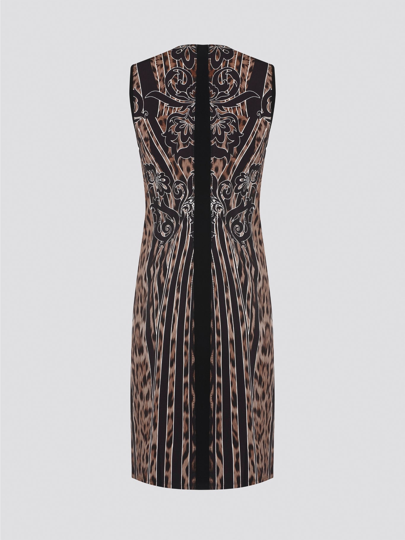 Fade into the wild with the Roberto Cavalli Leopard Print Sheath Dress. This fierce and fabulous statement piece will turn heads wherever you go, exuding confidence and sophistication. Embrace your inner predator and unleash your stylish prowess with this bold and daring dress.