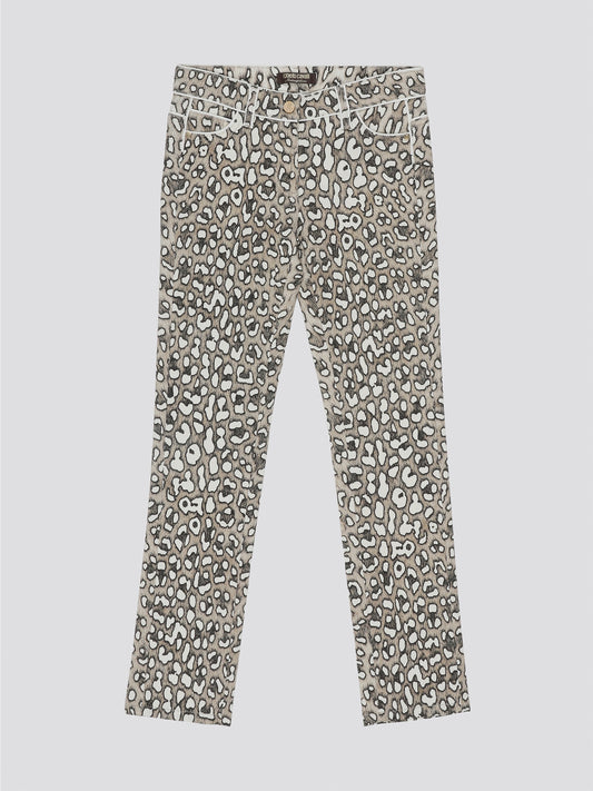 Unleash your wild side with these fierce Leopard Print Straight Cut Jeans from Roberto Cavalli. Made for the fashion-forward individual who isn't afraid to stand out from the crowd, these statement jeans are sure to turn heads wherever you go. Embrace your inner animal and strut your stuff in style with these edgy and on-trend jeans.