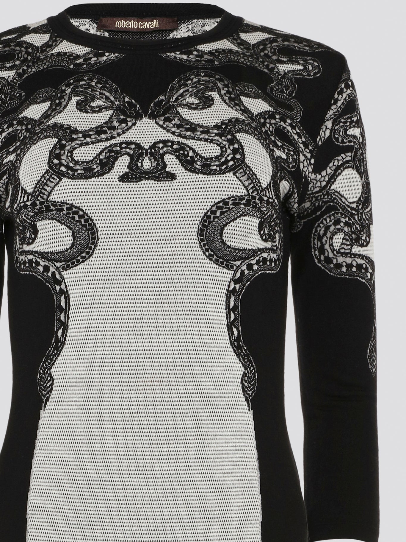 roberto cavalli knit dress 2018 Roberto Cavalli Runway Black Stretch Knit Long Sleeve Cut-Out Hig