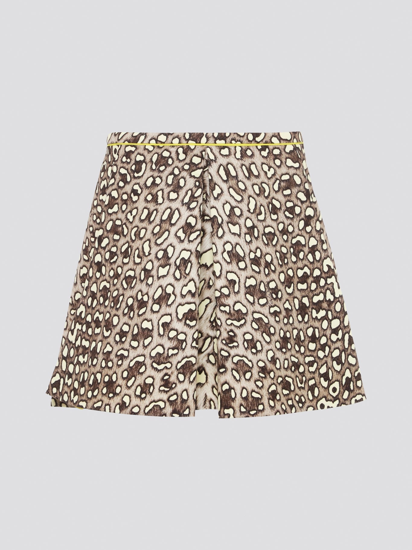 Unleash your wild side with the Leopard Print Box Pleat Mini Skirt from Roberto Cavalli. This fierce and flirty skirt features a bold leopard print pattern that is sure to turn heads wherever you go. With its flattering box pleats and mini length, this skirt is perfect for a night out on the town or a stylish day at the office.