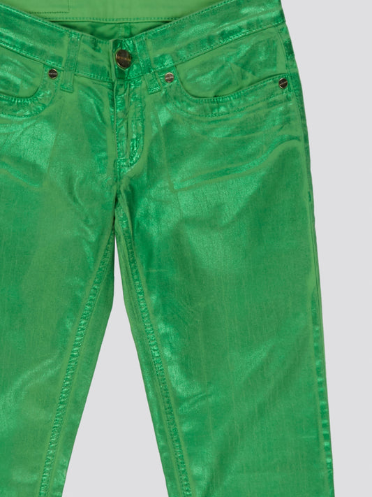Step out in style and make a statement with these Green Slim Fit Jeans by Dirk Bikkembergs. Crafted with high-quality materials, these jeans provide a sleek and flattering silhouette that hugs your curves in all the right places. Elevate your wardrobe with a pop of color and stand out from the crowd with these fashion-forward jeans.