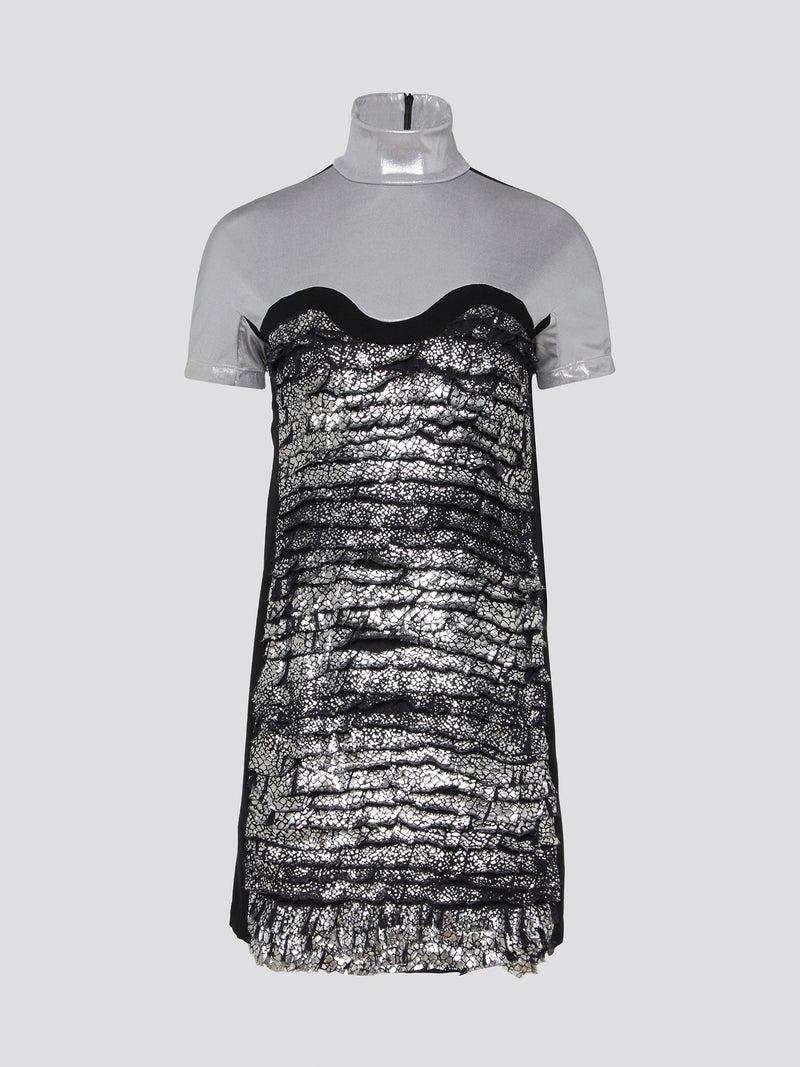 versace mini dress Metallic Turtleneck Mini Dress – Maison-B-More Global Store