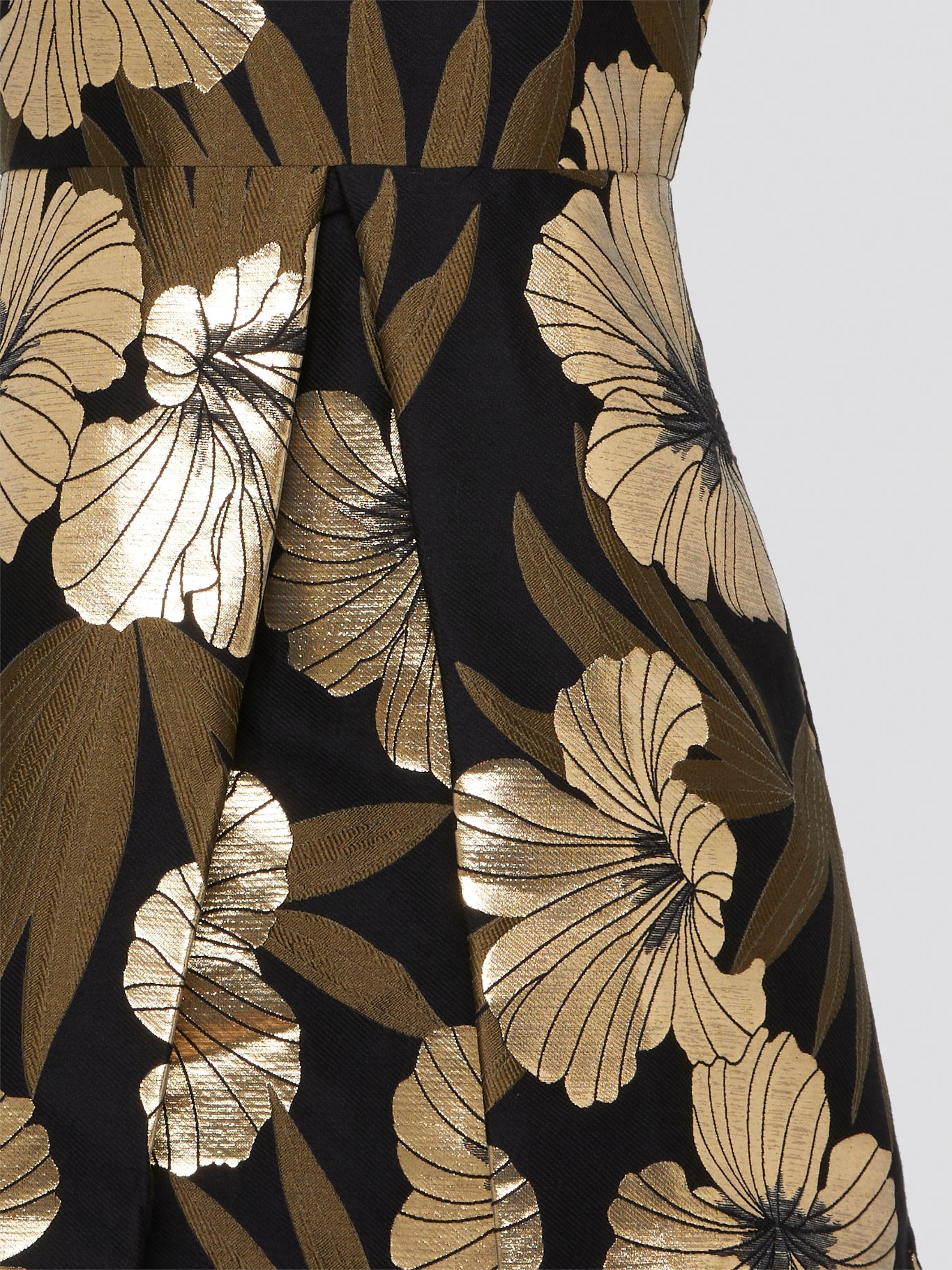 black golden foliage mini dress Black Golden Foliage One-Shoulder Maxi Dress FARM Rio