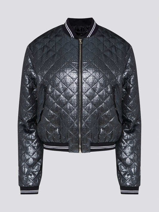 Elevate your outerwear game with the Markus Lupfer Metallic Quilted Bomber Jacket. This stunning piece combines edgy metallic fabric with classic quilted stitching for a truly unique look. Whether you're heading to a concert or a night out on the town, this jacket is sure to turn heads and make a statement.