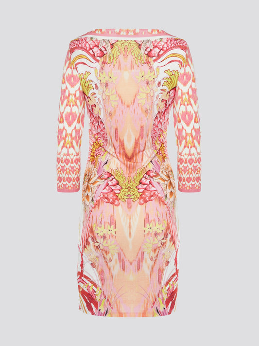 Step into the spotlight with the Pink Printed Long Sleeve Dress by Roberto Cavalli. This stunning piece features a vibrant pink hue and intricate printed detailing that is sure to turn heads. With its flattering silhouette and long sleeves, this dress is perfect for making a statement at any special event.