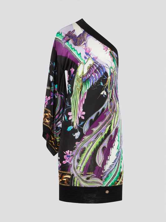 Step out in style with this eye-catching Printed Asymmetrical Mini Dress from Roberto Cavalli. The striking asymmetrical design and bold print are sure to turn heads wherever you go. Made with luxurious materials, this dress is a statement piece that exudes elegance and sophistication.