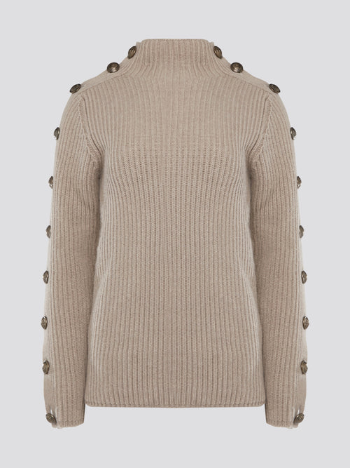 Elevate your sweater game with the luxurious Brown Button Detailed Sweater from Roberto Cavalli. This statement piece features intricate button detailing on the sleeves, adding a touch of sophistication and flair to your look. Stay cozy and stylish in this must-have staple for your fall and winter wardrobe.