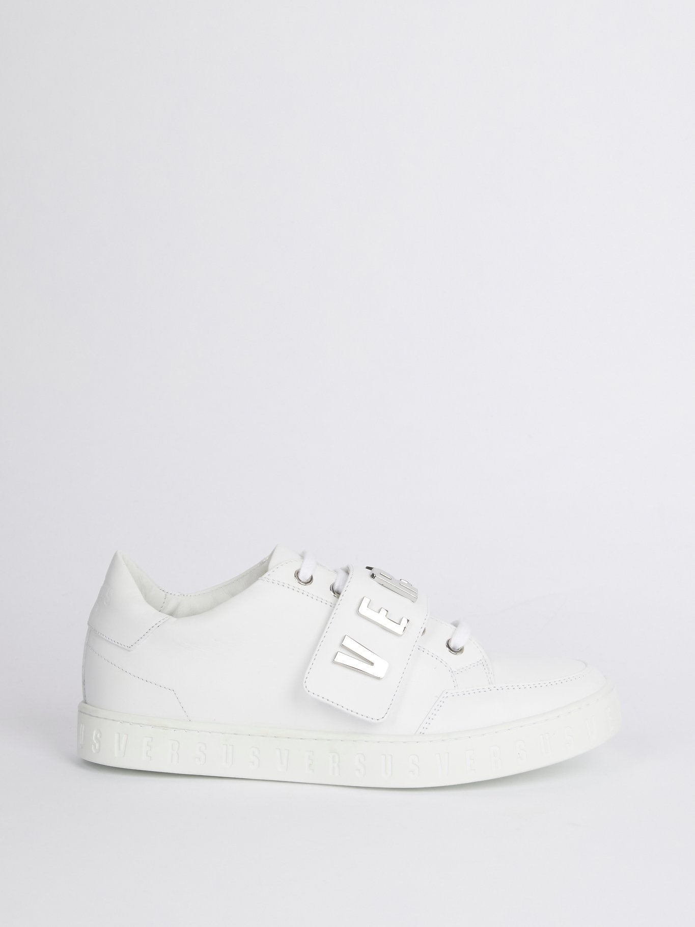 White Low Top Silver Logo Sneakers Maison B More Global Store