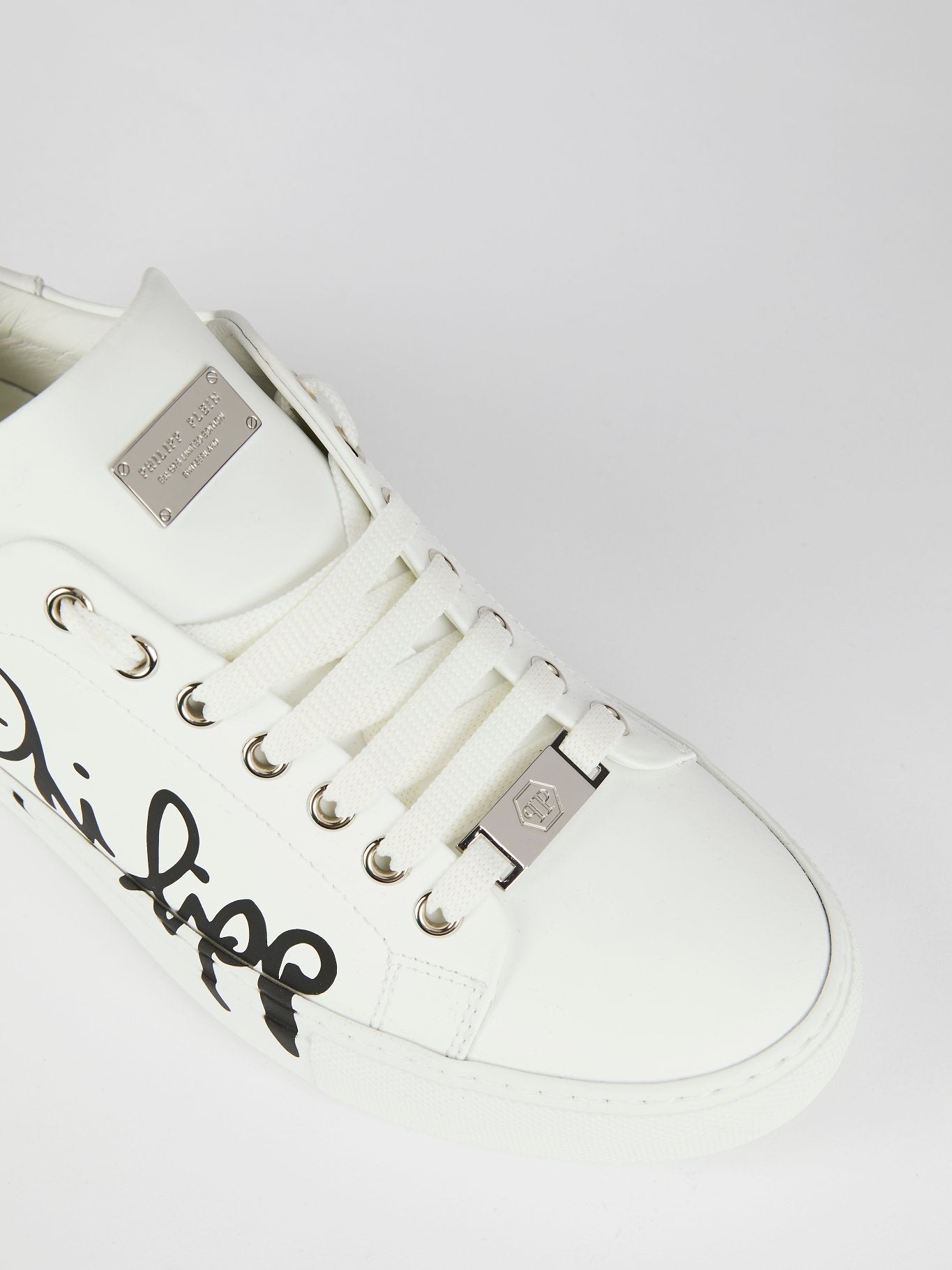White Signature Logo Sneakers