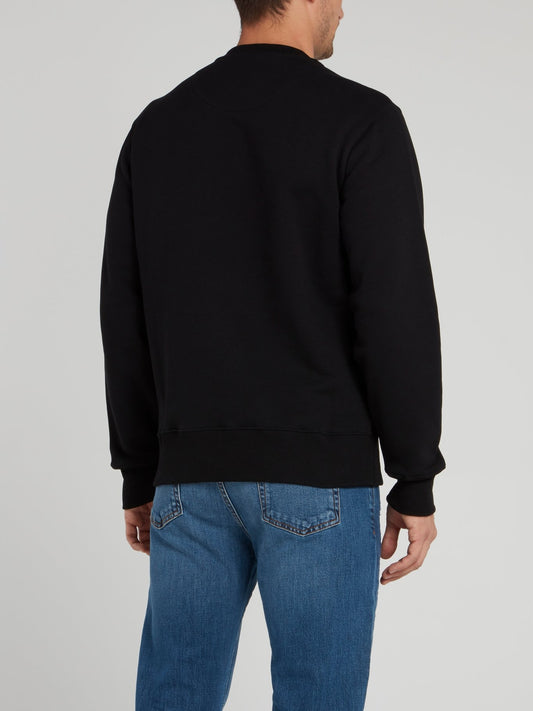 Black Printed Cotton Sweatshirt