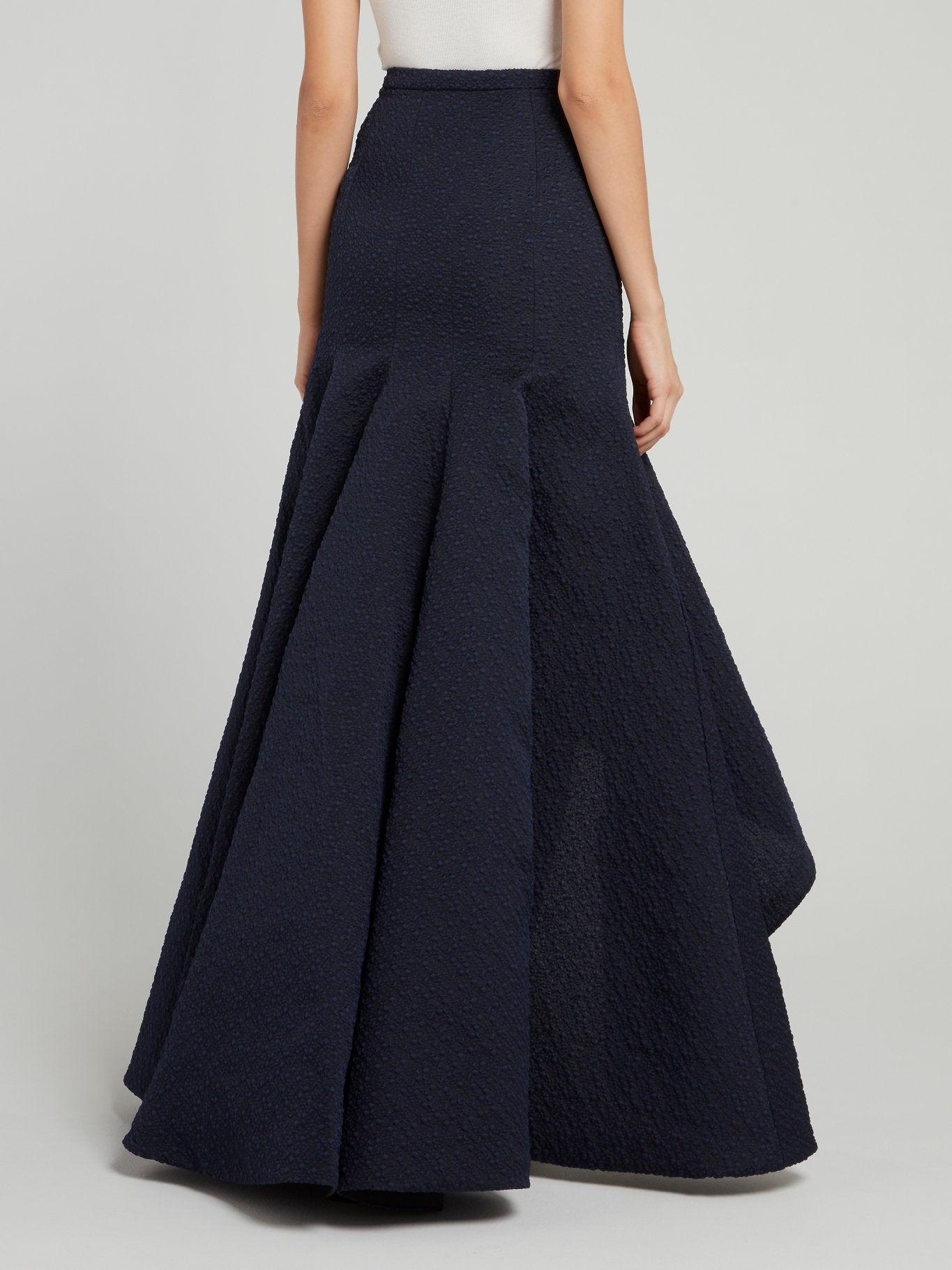 Textured High Low Maxi Skirt