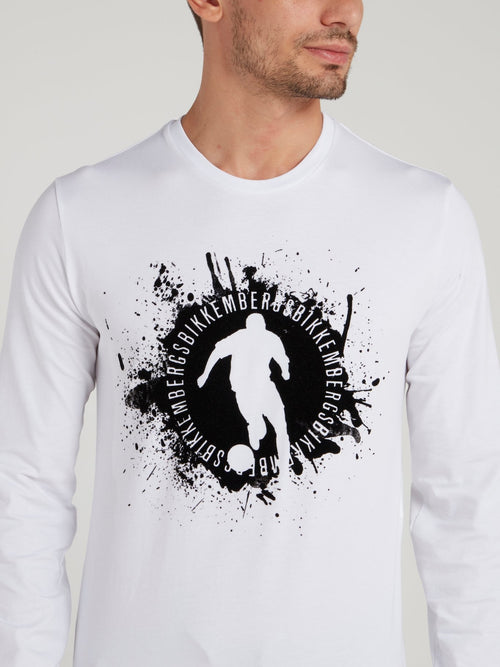 White Sport Logo Long Sleeve T-Shirt