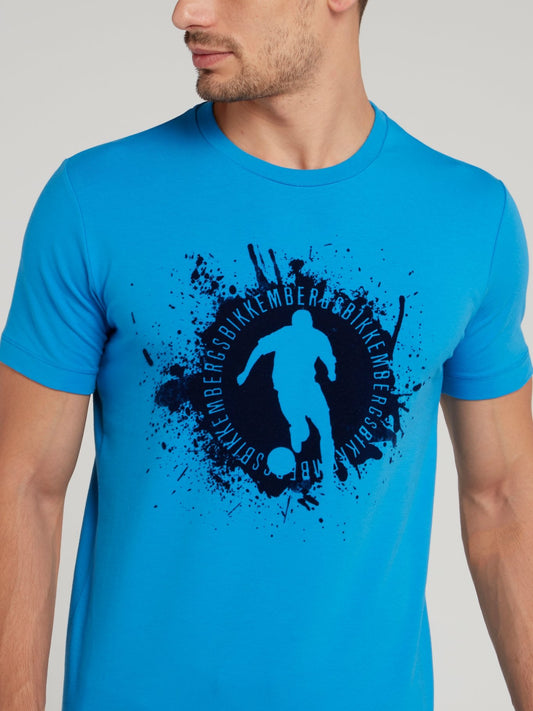 Голубая футболка с логотипом Sport