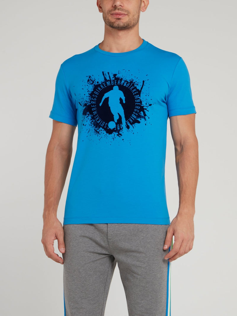 Голубая футболка с логотипом Sport