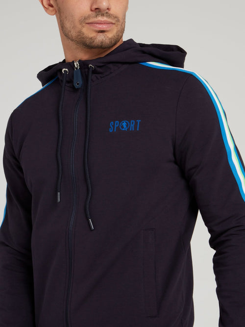 Темно-синяя куртка с капюшоном и логотипом Sport 