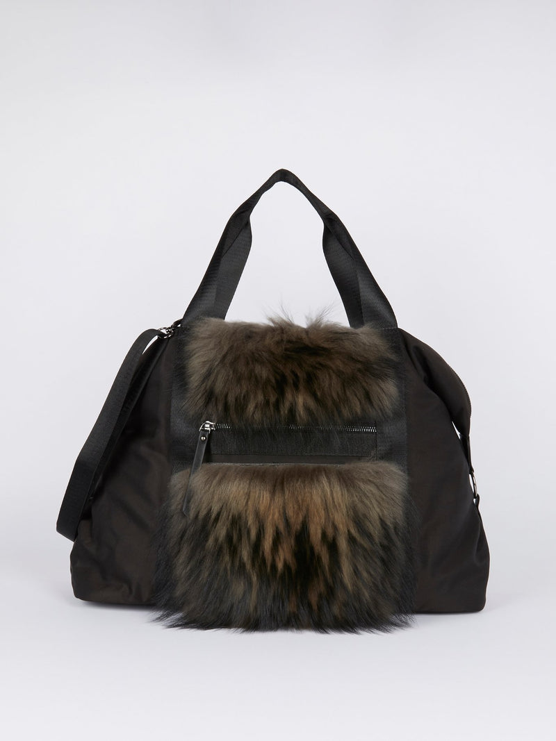 Black Fur Detail Handbag