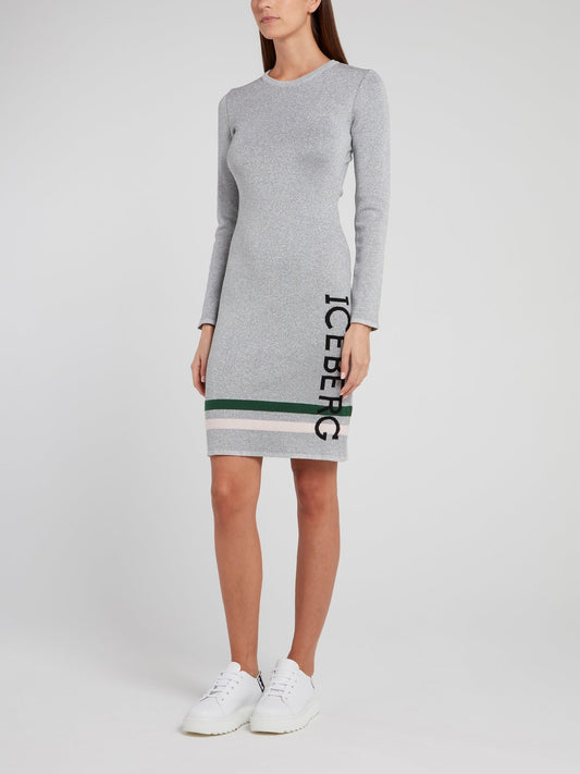 Платье-свитер из вискозы с металлическим эффектом