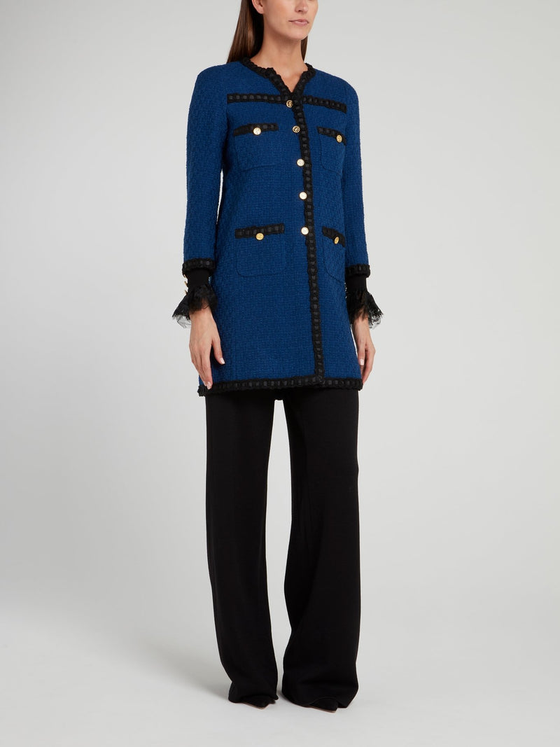 Navy Knitted Wool Coat