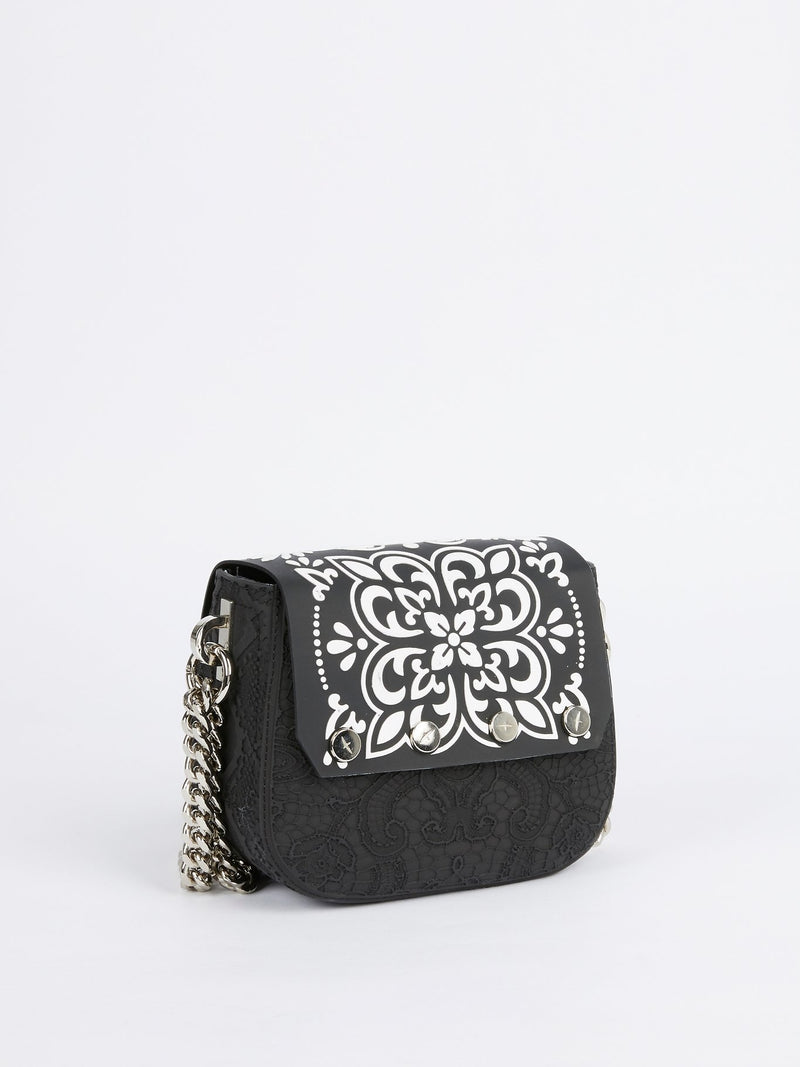 Black Mini Dafne Azulejos Shoulder Bag