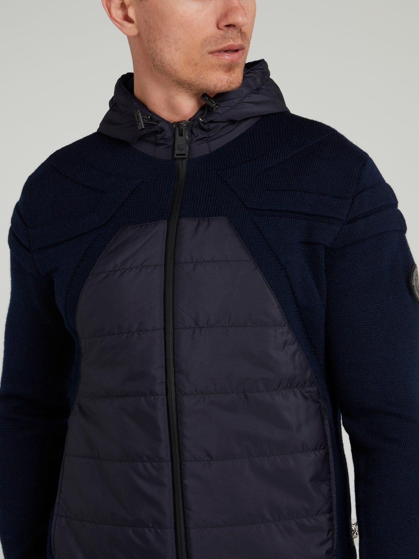 Navy Quilted Knit Jacket