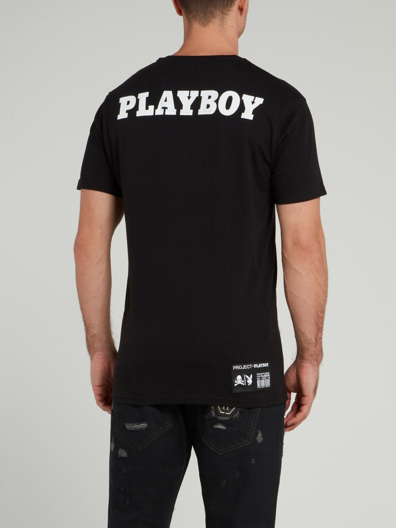 Black Playboy Embellished Logo T-Shirt