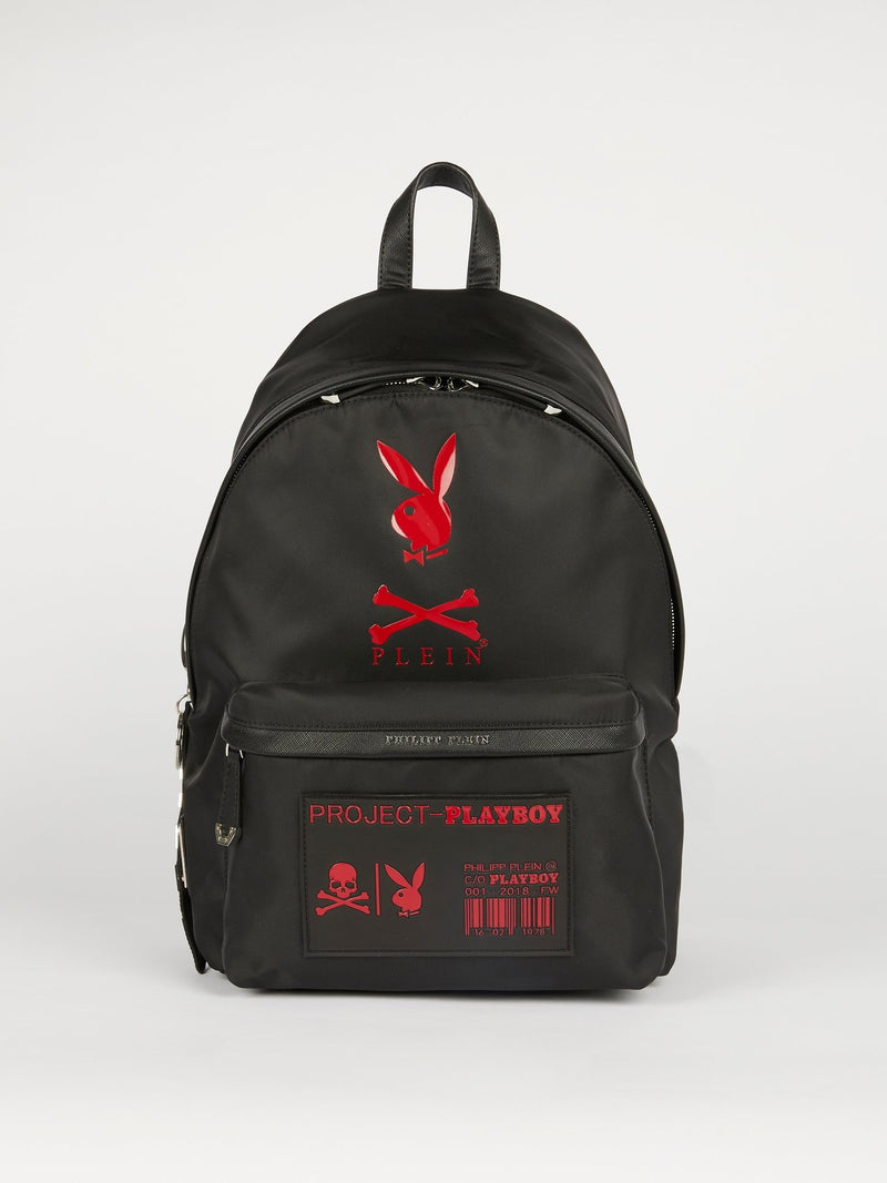 Black Contrast Playboy Logo Backpack