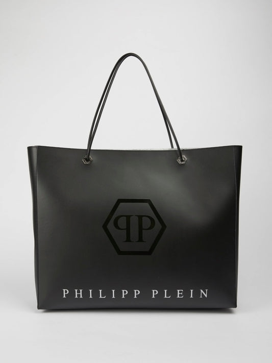 Черная классическая сумка-тоут с логотипом