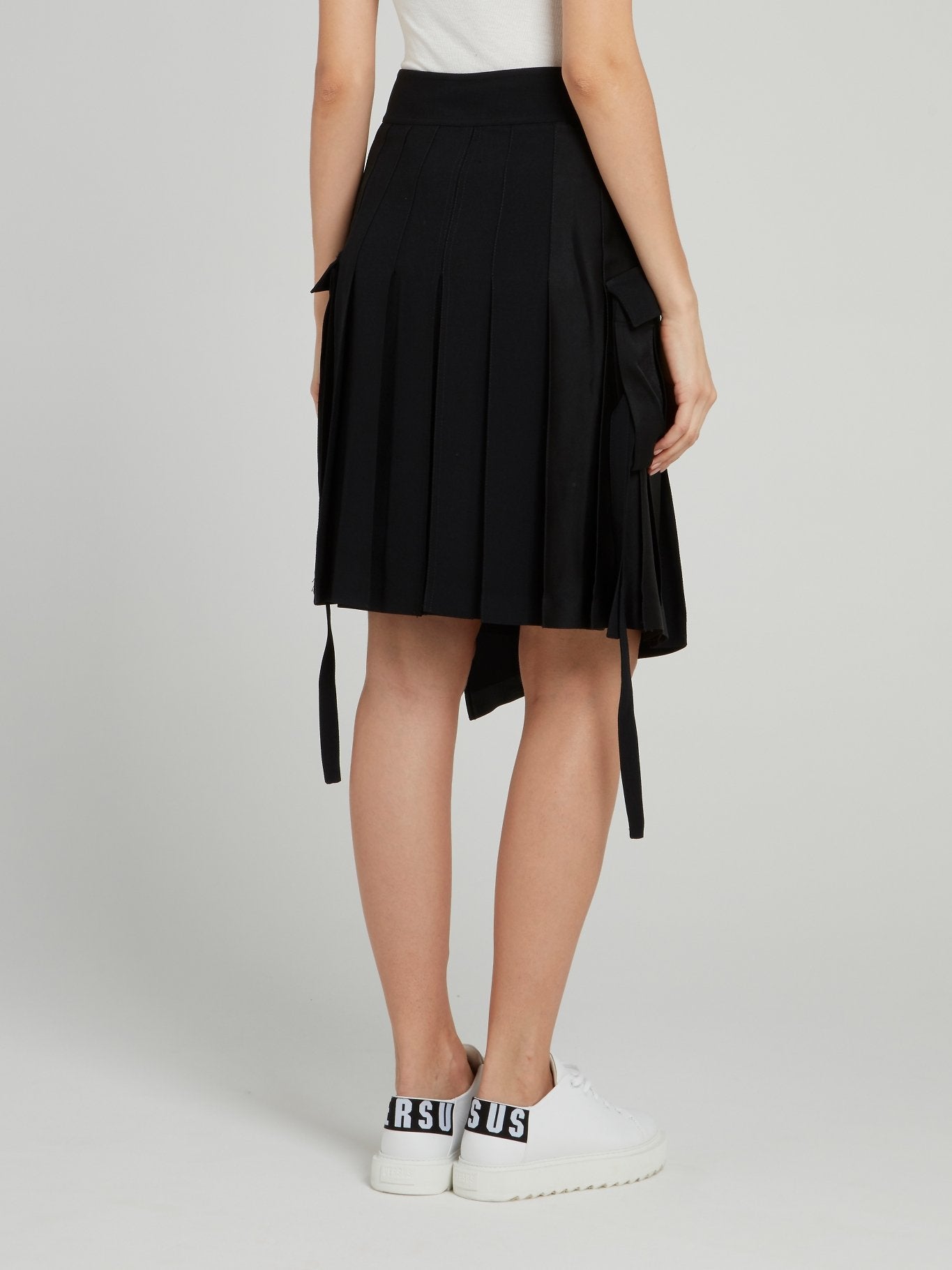 Black Pleated Wrap Skirt