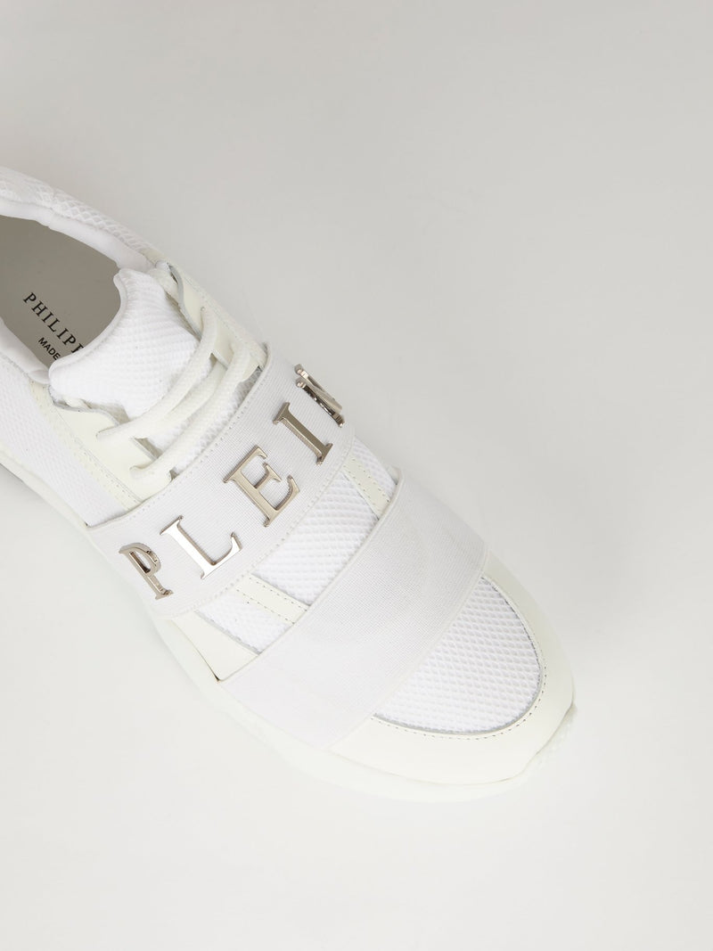 White Logo Front Strap Trainers
