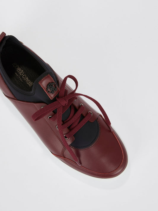 Burgundy Low Top Leather Sneakers
