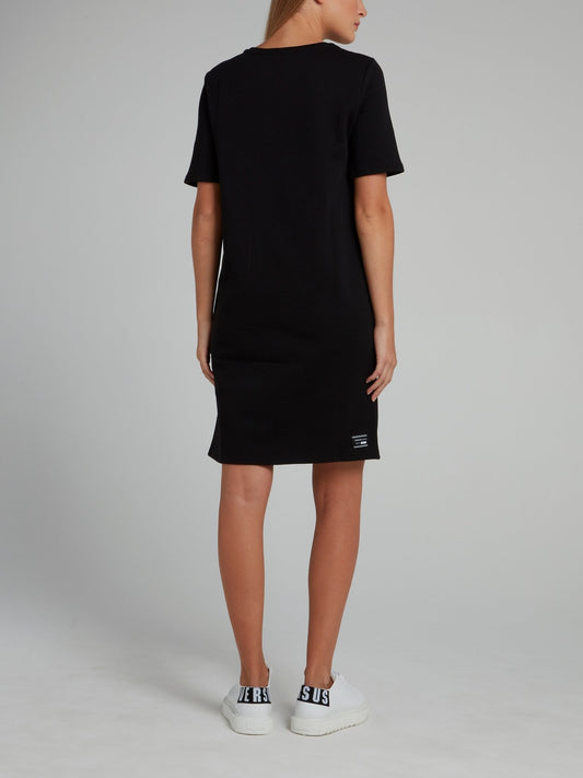 Black Embroidered T-Shirt Dress