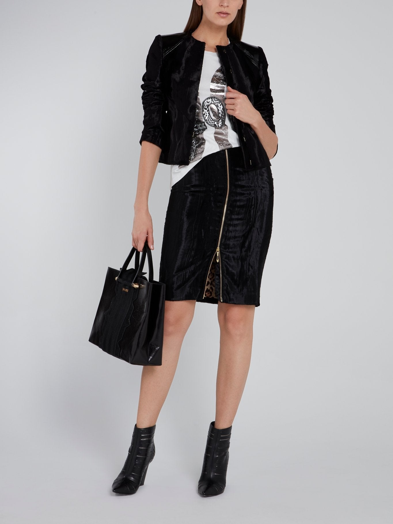 Black Embellished Leather Handbag
