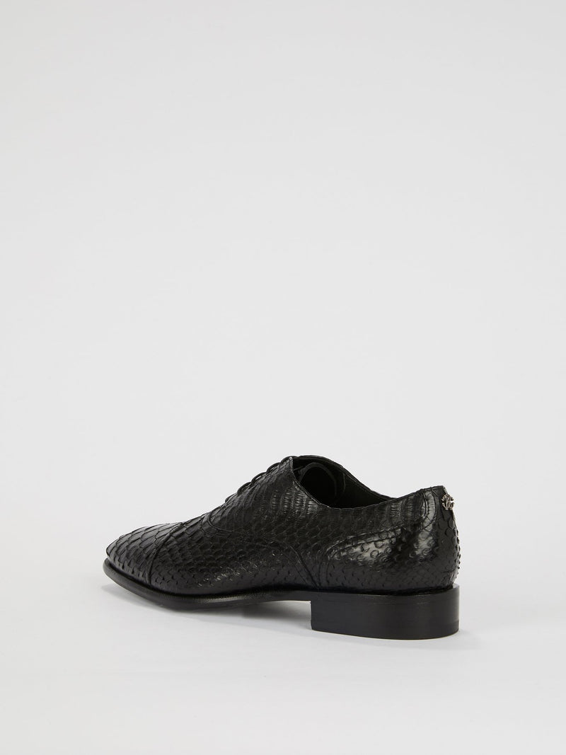 Черные ботинки с эффектом змеиной кожи