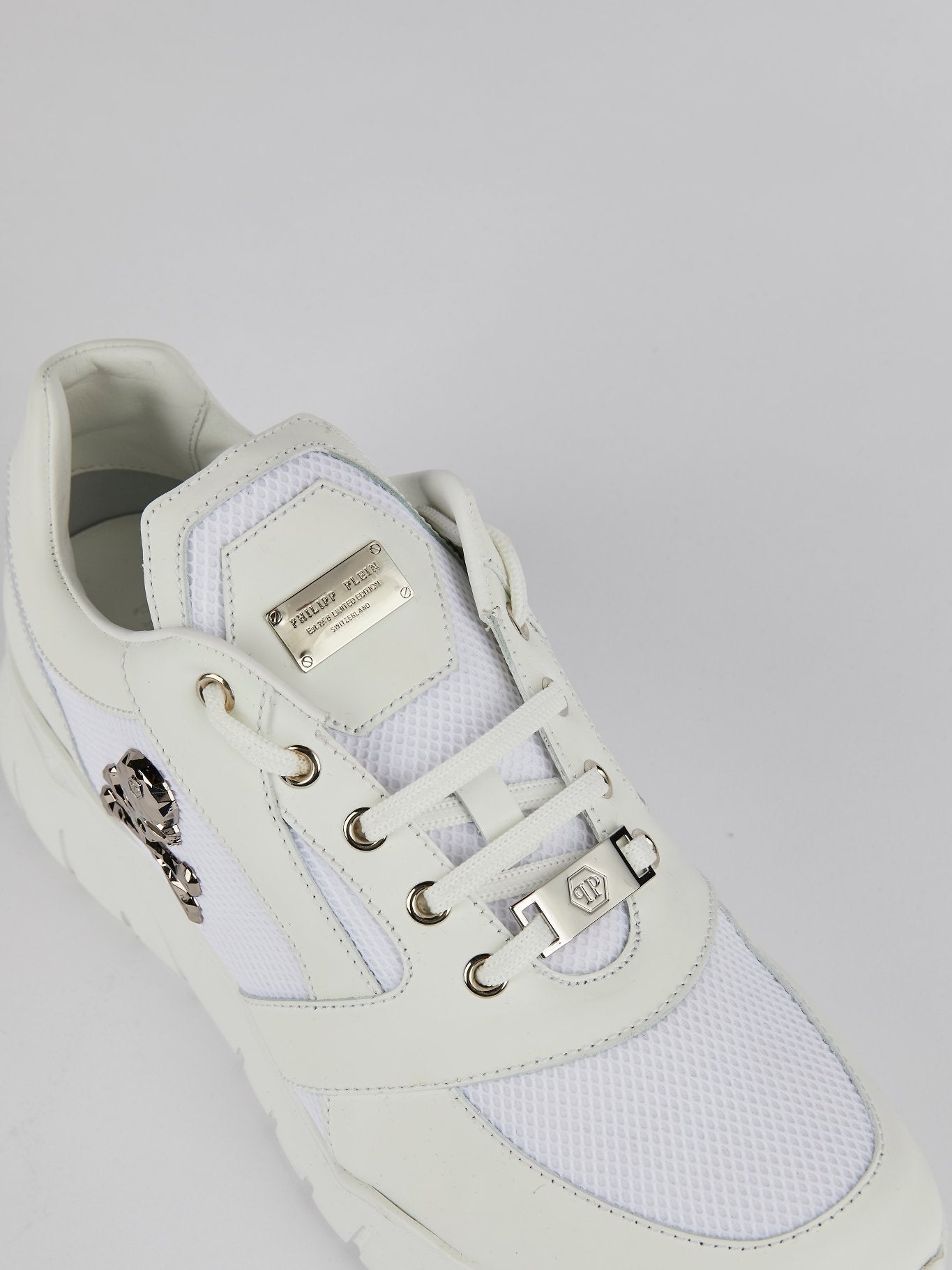 White Chunky Skull Sneakers