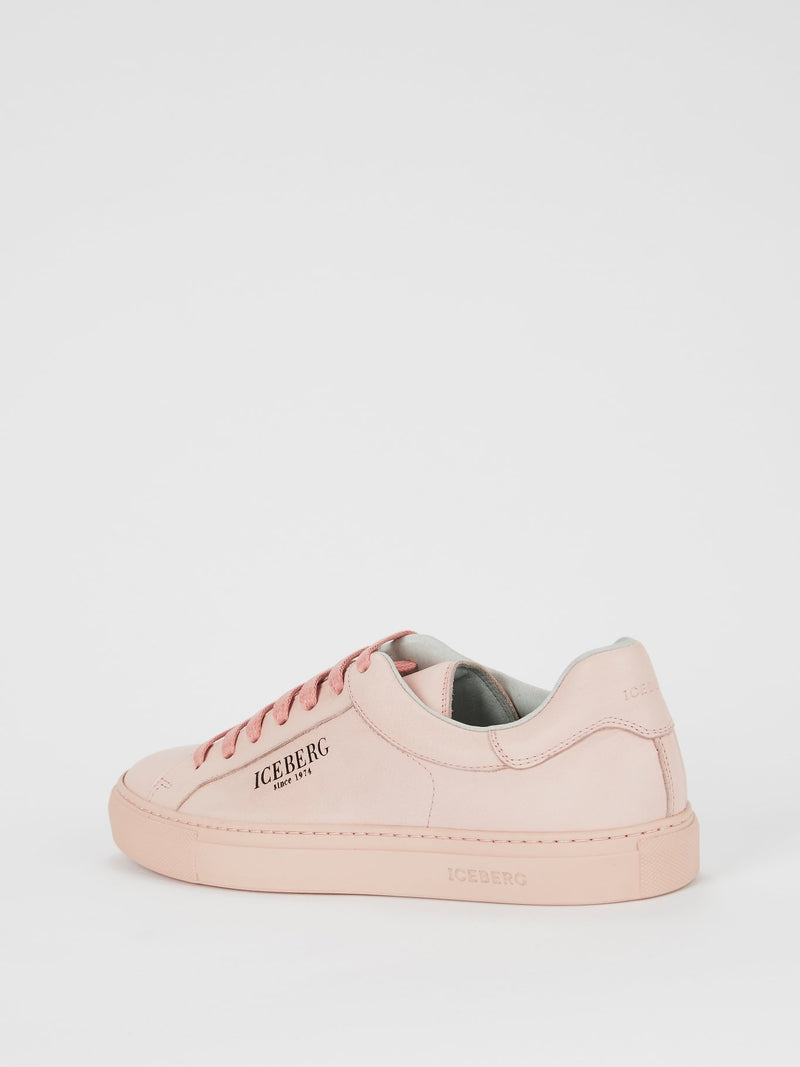 Pink Classic Logo Leather Sneakers