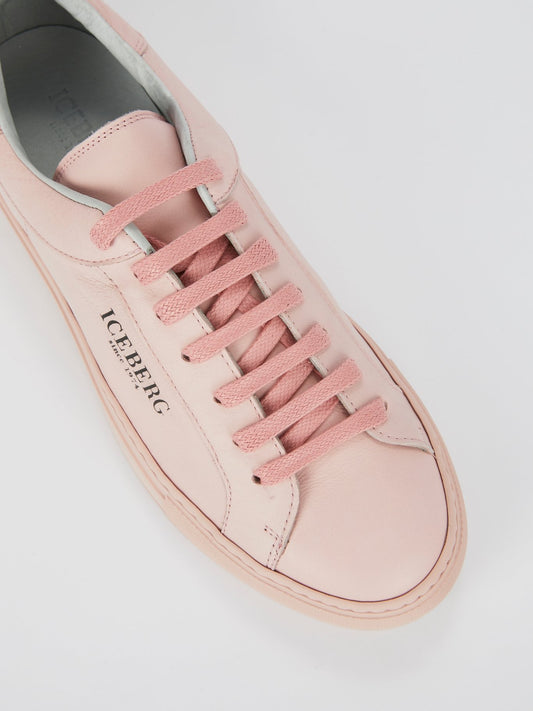 Розовые классические кожаные кроссовки с логотипом